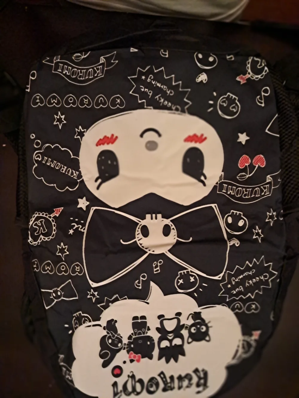 Kids Black Cartoon Panda Backpack - Three Piece Set Cute Character School Bag